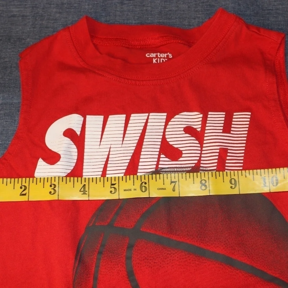 CARTER'S Boys Sleeveless Tshirt Bundle, Gray and Red